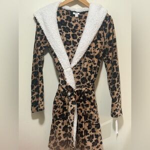 Jenni Leopard Print Teddy Jacket with White Trim